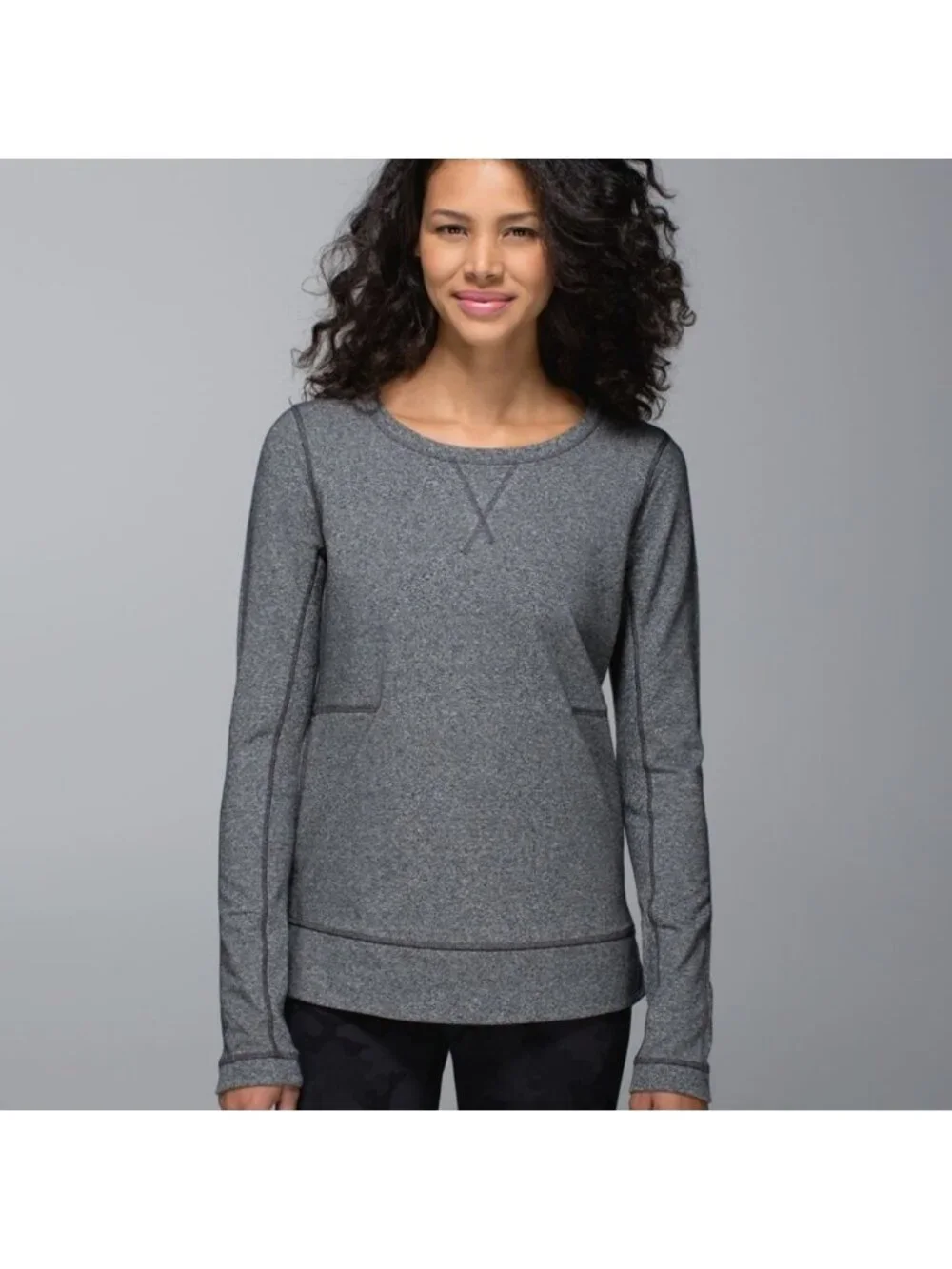 Lululemon Exhalation Pullover II Heathered Speckled Black